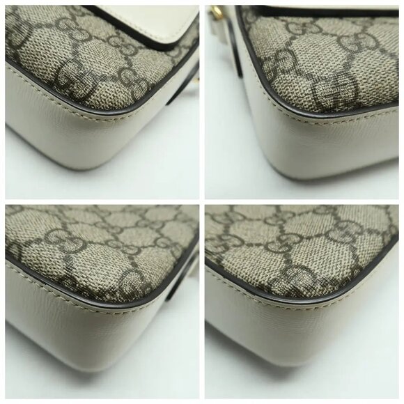 GUCCI Horsebit 1955 Brown Canvas Shoulder Bag 873-052825 - Picture 6 of 12